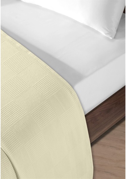 %100 Pamuk Çift Kişilik Açık Sarı Otel Pike Takım 200 x 230 cm modelleri
