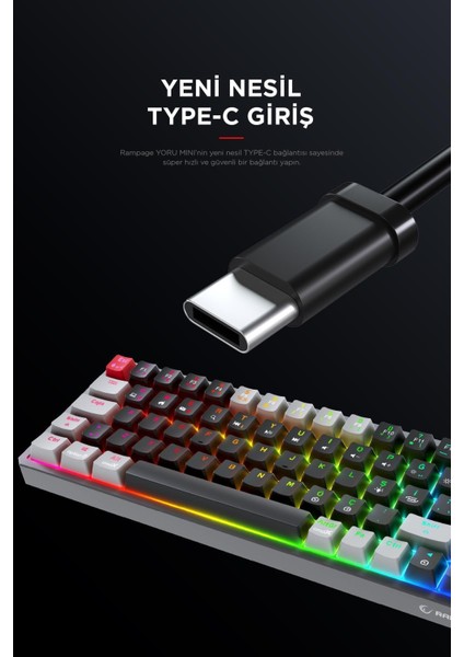 Yoru Mini Siyah/gri Type-C Bağlantılı Outemu Red Swich Q Mekanik Gaming Oyuncu Klavye Rgb fiyatları