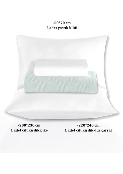 %100 Pamuk Çift Kişilik Mavi Otel Pike Takım 200 x 230 cm indirimleri