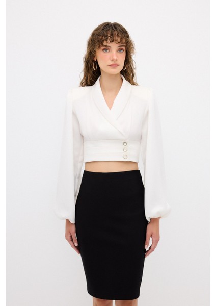 Anvelop Crop Bluz Kemik 11544402000