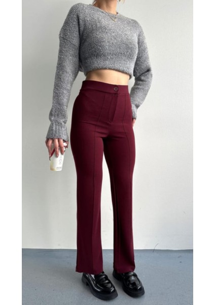 Kadın Önü Çimalı Krep Kumaş Pantalon modelleri