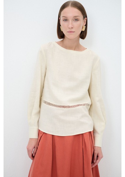 Sırtı Düğmeli Bluz Vanilya 11544918000