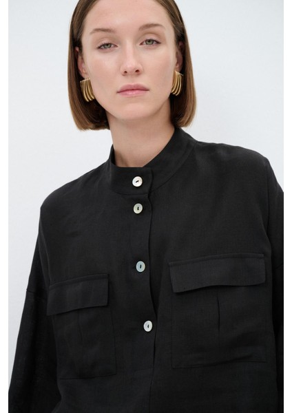 Cep Detaylı Bluz Siyah 11538444006 fiyatları