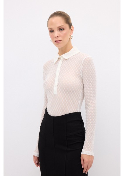 Uzun Kol Gömlek Yaka Dantel Body Kemik 11544688000