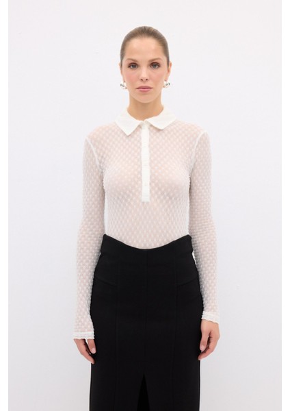 Uzun Kol Gömlek Yaka Dantel Body Kemik 11544688000 fırsatları