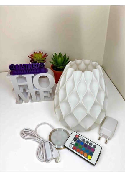 Rgb LED Masaüstü Abajur – Minimalist Tasarım, Kumandalı Renkli Gece Lambası, Dekoratif Işık, Büyük Boy modelleri