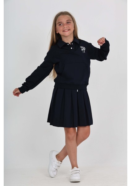 Kız Çocuk Fiyonk Nakışlı Etekli Takım fiyatları