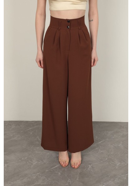 Poliviskon Kumaş Kadın Pantolon-Kahve fiyatları