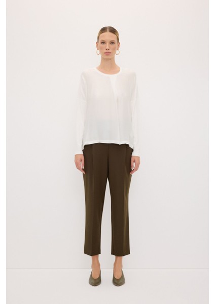 Saten Garnili Uzun Kollu Bluz Kemik 115L9322000 modelleri