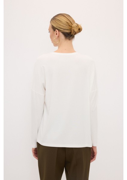 Saten Garnili Uzun Kollu Bluz Kemik 115L9322000 fırsatları