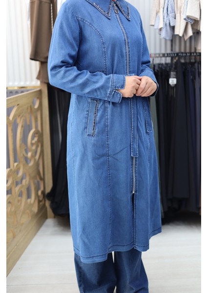 Belden Bağlamalı Yazlık Kot Ceket modelleri