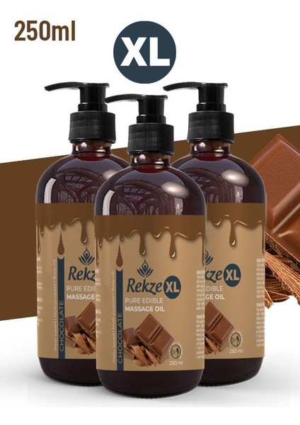 3’lü Masaj Yağı Seti – 250 ml X 3 Çikolata Aromalı Büyük Boy Vücut Bakım Yağı