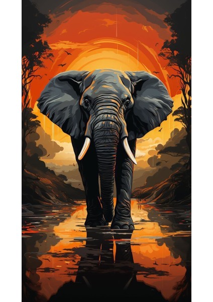 Güneş Yansımasında Ormanda Yürüyüş Yapan Fil Kanvas Tablo Ev Duvar Salon Ofis Dükkan Hediyelik Dekarasyon Süsü fiyatları