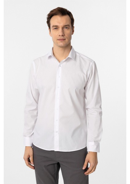 Beyaz Slim Düz Klasik Yaka Gömlek fırsatları