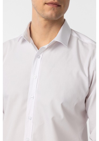 Beyaz Slim Düz Klasik Yaka Gömlek indirimleri