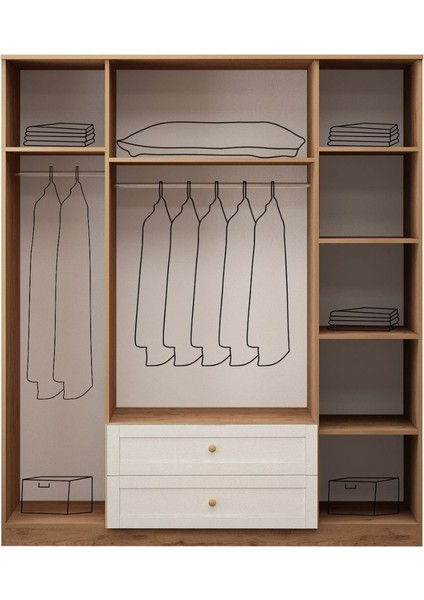 Poly Oak 4 Kapılı Gardırop fiyatları