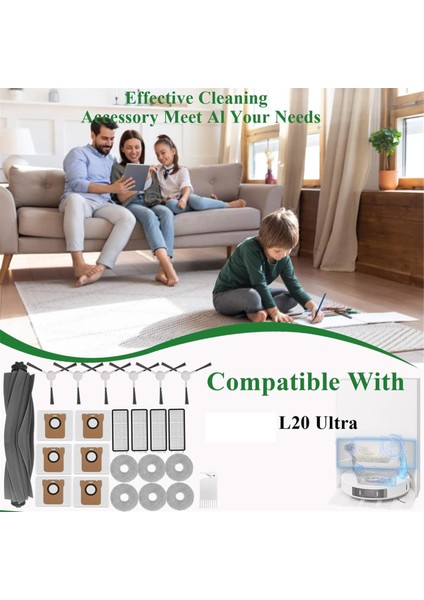 Dream L20 ULTRA/L30 Ultra Robot Süpürge Için Uyumlu Aksesuar Seti Ana Fırça Hepa Filtreleri Yan Paspas Pedleri (Yurt Dışından) modelleri