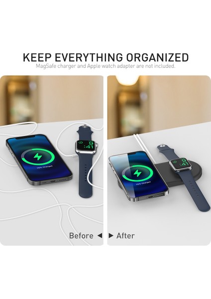 Ahastyle PT135 2'si 1 Arada Akıllı Saat Cep Telefonu Şarj Cihazı Silikon Kılıf Magsafe Şarj Matı Şarj Istasyonu Koruyucusu ile Uyumlu - Siyah (Yurt Dışından) modelleri