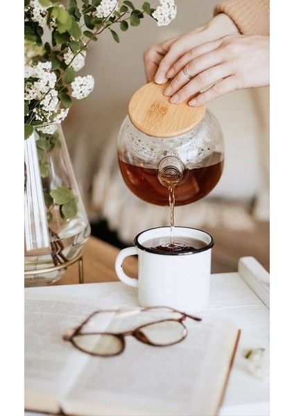 1000 ml Bambu Kapaklı Borosilikat Cam Demlik – Şık ve Dayanıklı Büyük Boy Demlik fiyatları