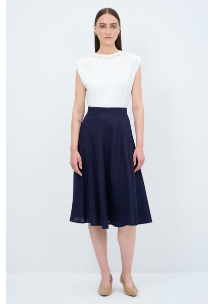 Keten Midi Etek Lacivert 12745546000