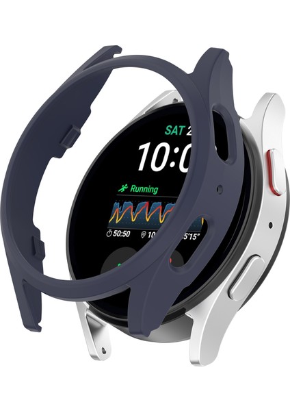 Samsung Galaxy Watch7 44MM Çarpışma Önleyici Pc Saat Kılıfı Için Içi Boş Koruyucu Çerçeve - Gece Mavisi (Yurt Dışından)