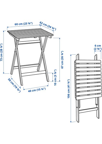 Askholmen Masa 62 x 60 x 73 cm Koyu Kahve Katlanabilir Dış Mekan Uyumlu Akasya Ahşap modelleri