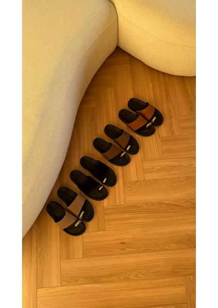 Parmak Arası Yüzük Detaylı Çaprak Bant Terlik Siyah