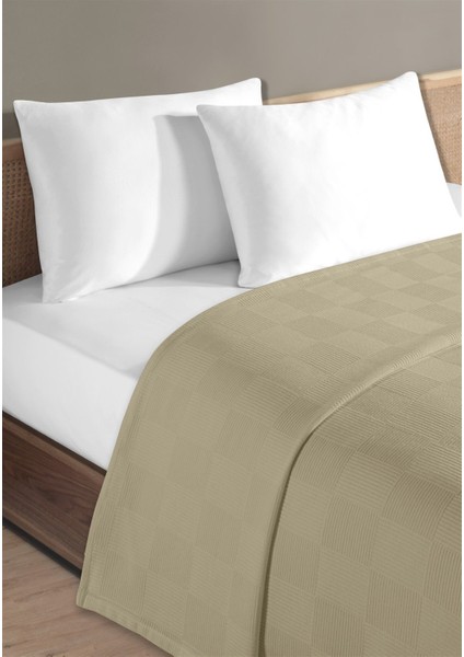 %100 Pamuk Tek Kişilik Bej Otel Pike Takım 160 x 230 cm