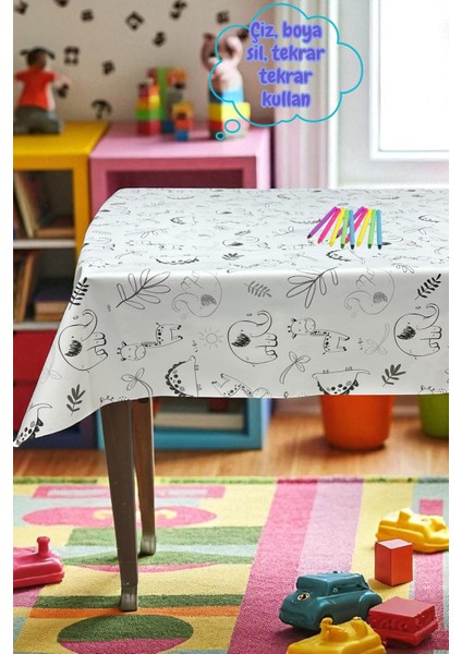 Boyanabilir Pvc Elyaf Tabanlı Silinebilir Muşamba Masa Örtüsü_şehir