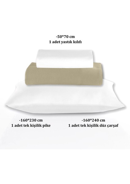 %100 Pamuk Tek Kişilik Bej Otel Pike Takım 160 x 230 cm indirimleri
