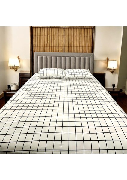 Çift Kişilik Desenli Ranforce Kumaş Fitted Lastikli Çarşaf & 2 Adet Yastık Kılıfı