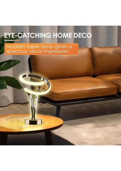 Airnasa LED Gece Lambası, 10 W Modern Masa Lambası, Spiral Tasarım Masa Lambası, 1300 Lm, 3000 K Sıcak Beyaz, Dokunmatik Kısılabilir, Masa Lambası, Dekoratif Aydınlatma