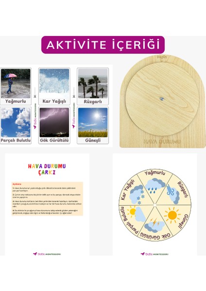 Okul Öncesi Eğitici Hava Durumu Çarkı – Çocuklar Için Gözlem ve Hava Takibi Etkinliği – Gözlem Becerisi ve Doğa Farkındalığı Için Eğitici Set fiyatları