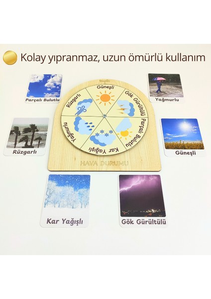 Okul Öncesi Eğitici Hava Durumu Çarkı – Çocuklar Için Gözlem ve Hava Takibi Etkinliği – Gözlem Becerisi ve Doğa Farkındalığı Için Eğitici Set