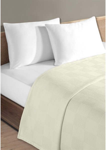 %100 Pamuk Tek Kişilik Krem Otel Pike Takım 160 x 230 cm