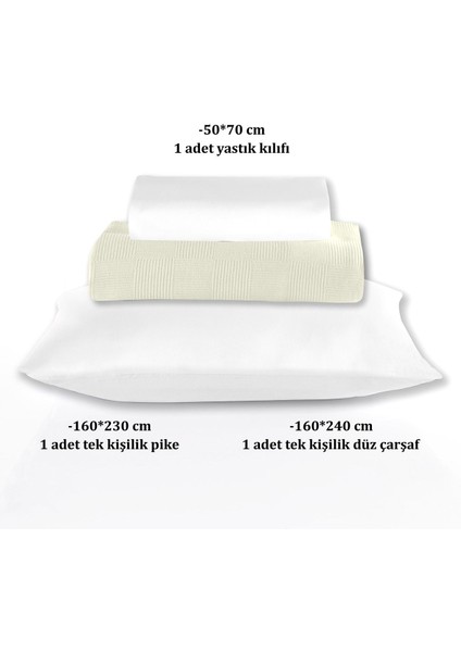 %100 Pamuk Tek Kişilik Krem Otel Pike Takım 160 x 230 cm indirimleri