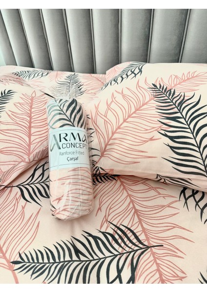 Çift Kişilik Desenli Ranforce Kumaş Fitted Lastikli Çarşaf & 2 Adet Yastık Kılıfı