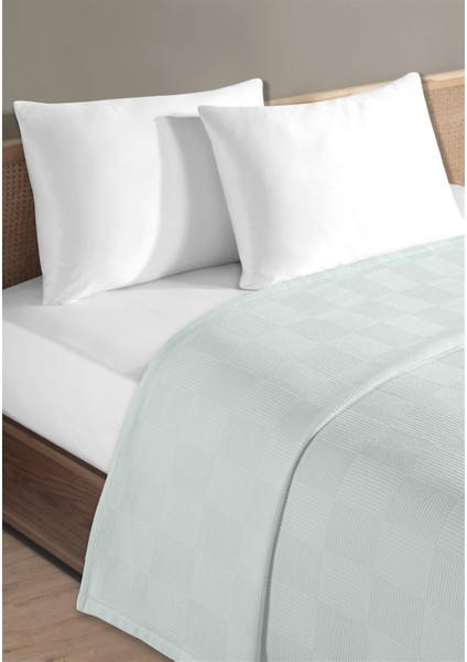 %100 Pamuk Tek Kişilik Mavi Otel Pike Takım 160 x 230 cm