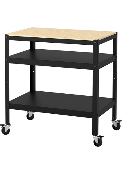 Bror Servis Sehpası Siyah 85 x 55 cm Tekerlekli 50 kg Kapasiteli