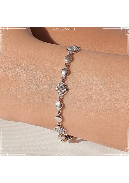 925 Ayar Gümüş Dörtgen Model Zirkon Taşlı Su Yolu Bileklik Rodyum Kaplama fiyatları