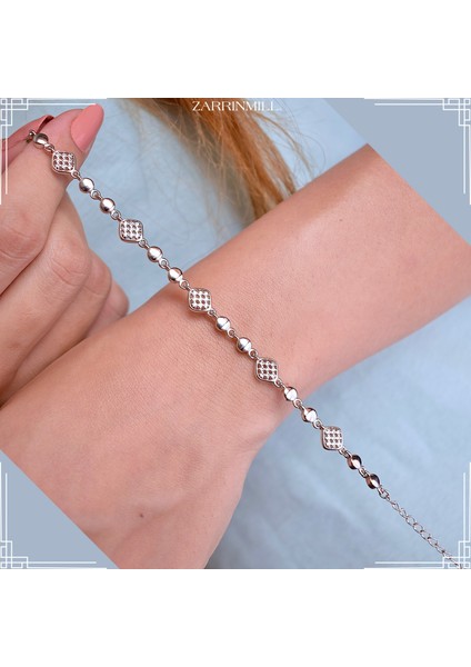 925 Ayar Gümüş Dörtgen Model Zirkon Taşlı Su Yolu Bileklik Rodyum Kaplama modelleri