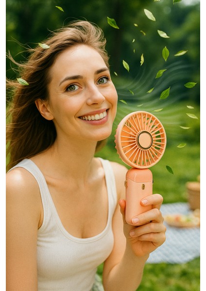 Taşınabilir Elle Tutulabilir Dijital Göstergeli Vantilatör Fan – 5 Kademe Hız Ayarlı, Şarj Edilebilir, Kompakt ve Hafif Tasarım, Düşük Gürültü