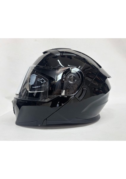 Çene Açılır Kask TK912 Paralk Siyah Iç Güneş Vizörlü modelleri