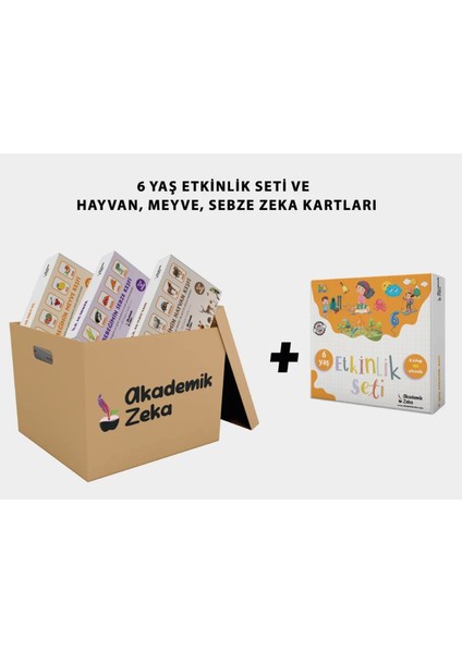 6 Yaş Etkinlik Seti ve Hayvanlar, Meyveler, Sebzeler Zeka Kartları