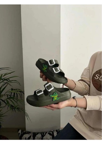 Ayfox Timsah Figürlü Çift Tokalı Anatomik Yüksek Taban Ultra Hafif Kaydırmaz Plaj Havuz Günlük Çocuk Terlik fiyatları