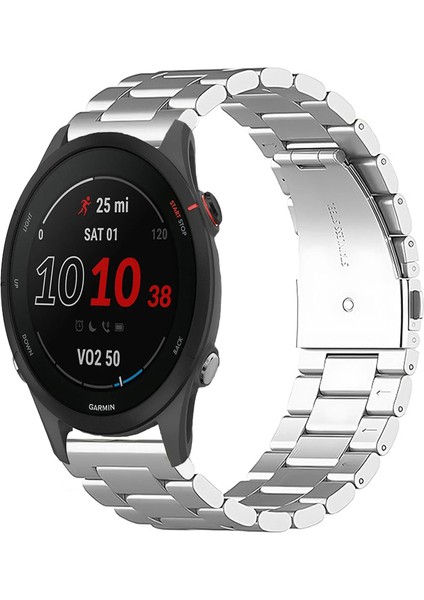 Garmin Forerunner 255 ile Uyumlu Kordon Baklava Model Paslanmaz Çelik Metal Kayış