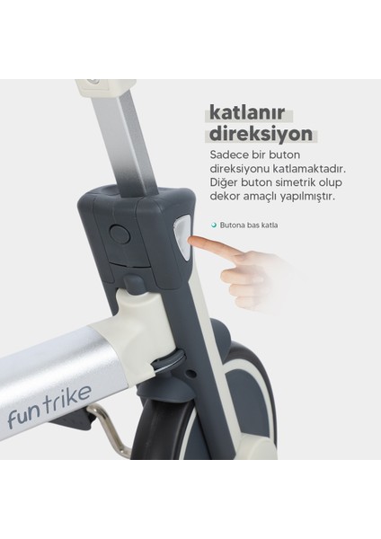 6in1 Funtrike Bej 3 Tekerlekli Bebek Bisikleti |ebeveyn Kontrollü, Katlanabilir ve Denge Modlu fırsatları