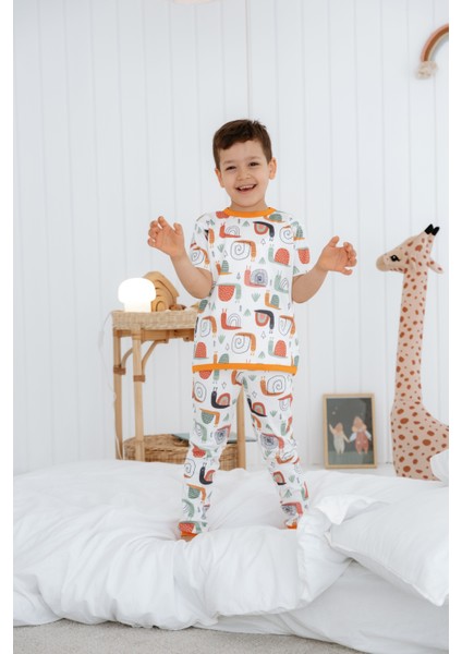 0.3 Tog Yazlık Çocuk Pijama Takımı - Salyangoz Desenli indirimleri
