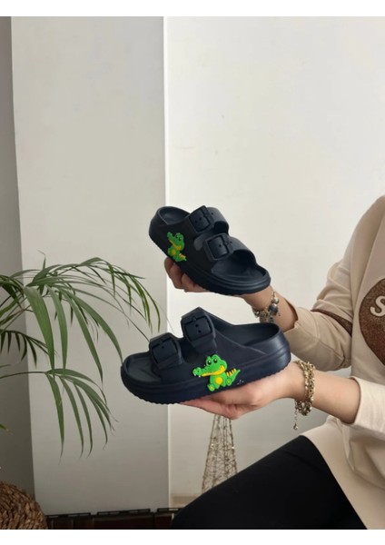 Ayfox Timsah Figürlü Çift Tokalı Anatomik Yüksek Taban Ultra Hafif Kaydırmaz Plaj Havuz Günlük Çocuk Terlik fiyatları