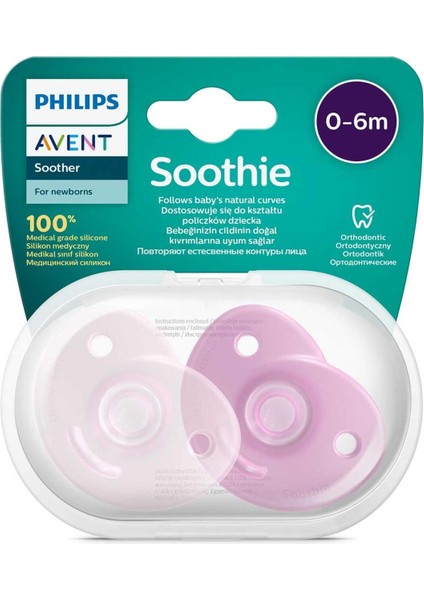 Soothie Ortodontik Saklama Kutulu 2li Emzik 0-6 Ay - Kız